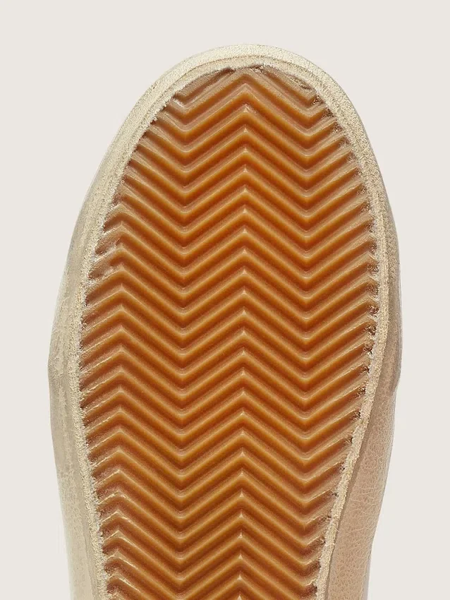 Super-Star LTD para mujer en cuero blanco con estrella de bronce metalizado