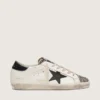 Super-Star LTD para mujer en cuero blanco con estrella negra y detalles de piel de potro