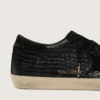 Super-Star LTD para mujer en cuero negro con estampado de cocodrilo, estrella de gamuza negra y lengüeta del talón
