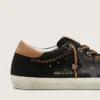 Super-Star LTD para mujer en cuero negro con purpurina y estrella de cuero negro