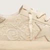 Super-Star LTD para mujer en gamuza color perla con estrella dorada y bordado de cuentas