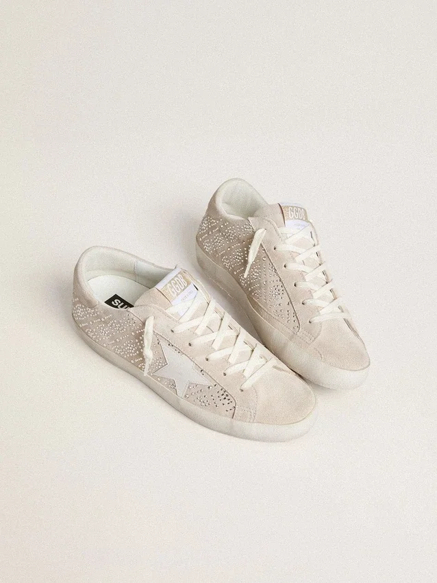 Super-Star LTD para mujer en gamuza con cristales Swarovski y estrella de cuero gris hielo