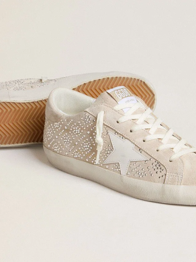 Super-Star LTD para mujer en gamuza con cristales Swarovski y estrella de cuero gris hielo