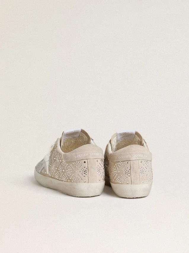 Super-Star LTD para mujer en gamuza con cristales Swarovski y estrella de cuero gris hielo