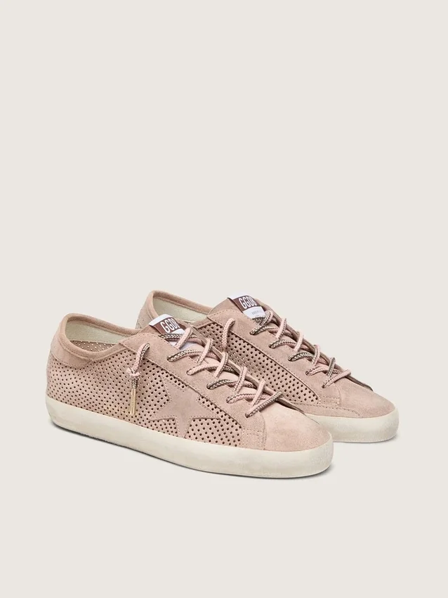 Super-Star LTD para mujer en gamuza perforada rosa empolvado con estrella tono sobre tono