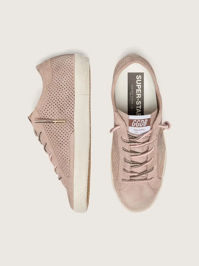 Super-Star LTD para mujer en gamuza perforada rosa empolvado con estrella tono sobre tono