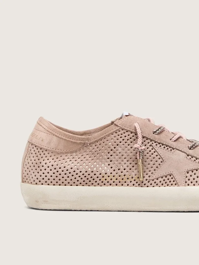 Super-Star LTD para mujer en gamuza perforada rosa empolvado con estrella tono sobre tono