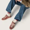 Super-Star LTD para mujer en gamuza roja con estrella plateada brillante y lengüeta del talón de cuero laminado