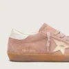 Super-Star LTD para mujer en gamuza rosa con estrella de cuero metalizado platino