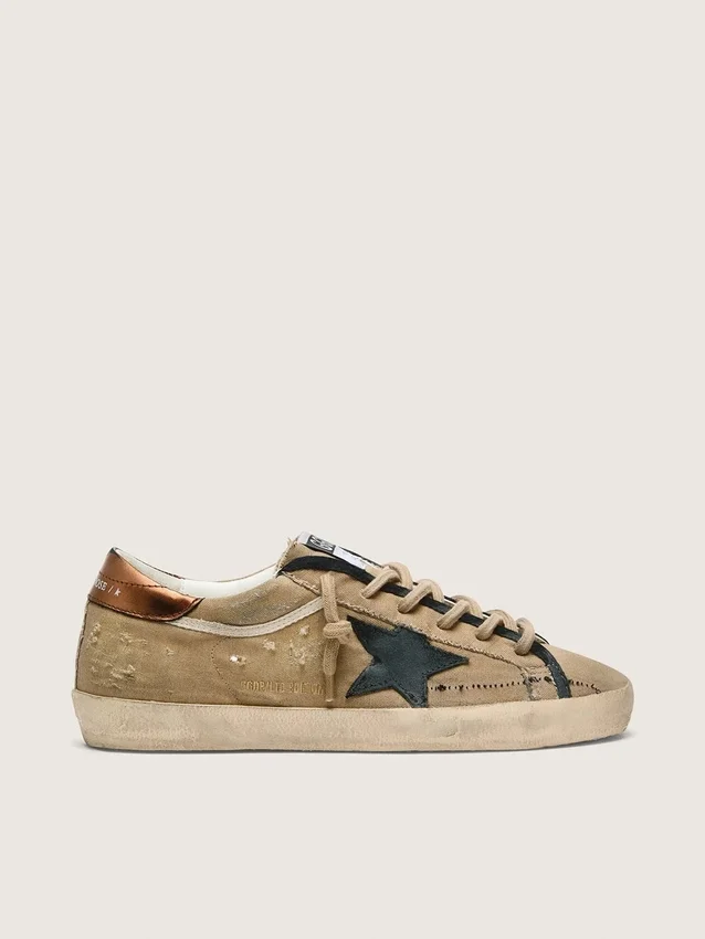 Super-Star LTD para mujer en lona beige con estrella de cuero negro