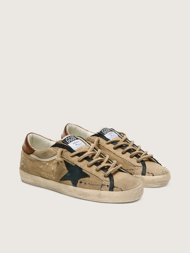 Super-Star LTD para mujer en lona beige con estrella de cuero negro