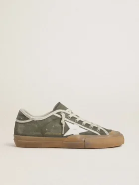 Super-Star LTD para mujer en lona verde con estrella de cuero blanco