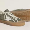 Super-Star LTD para mujer en lona verde con estrella de cuero blanco