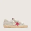 Super-Star LTD para mujer en piel de potro blanca con estrella de gamuza roja