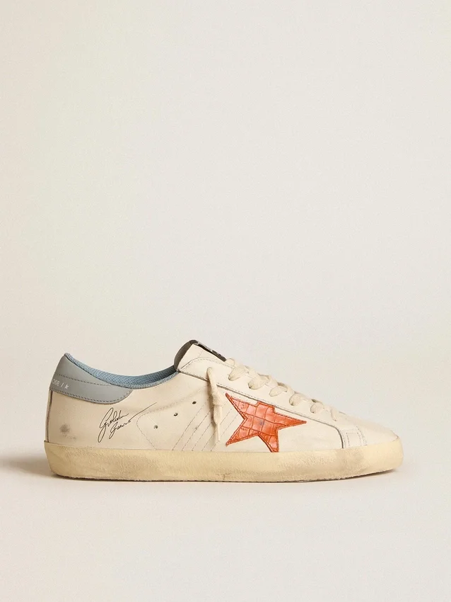 Super-Star para hombre con estrella con estampado de cocodrilo y lengüeta del talón en azul plateado