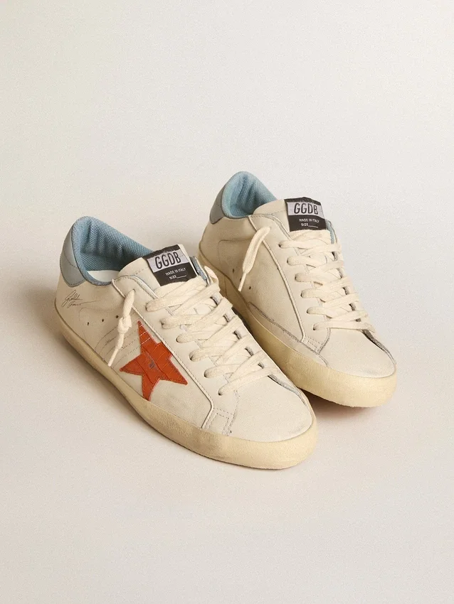 Super-Star para hombre con estrella con estampado de cocodrilo y lengüeta del talón en azul plateado