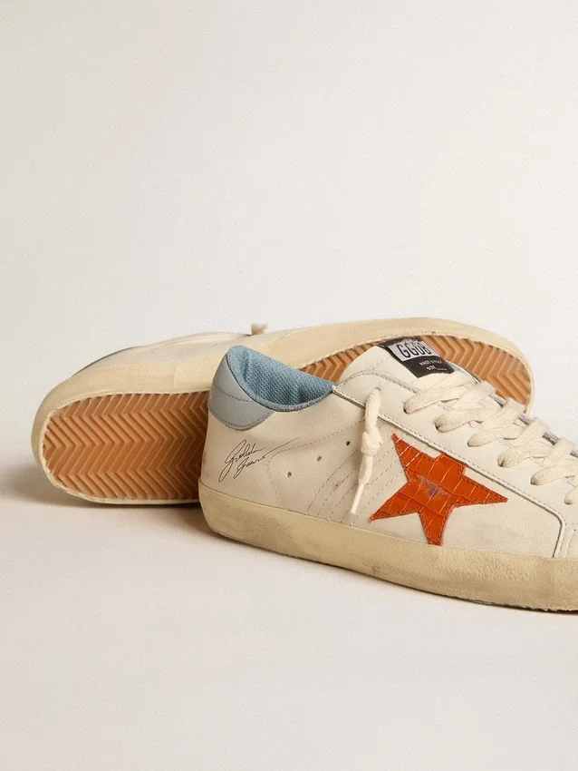 Super-Star para hombre con estrella con estampado de cocodrilo y lengüeta del talón en azul plateado