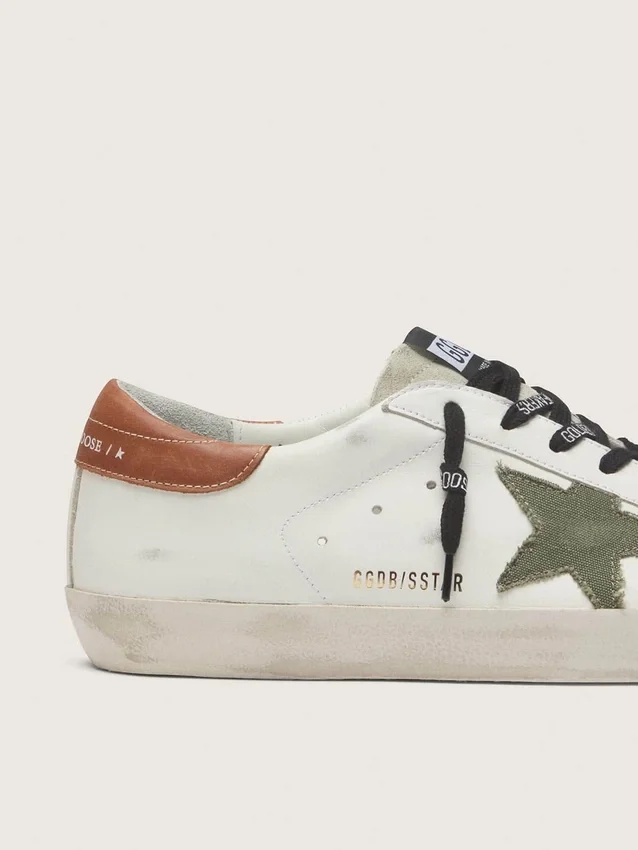 Super-Star para hombre con estrella de lona verde oliva