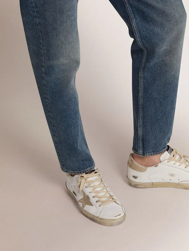 Super-Star para hombre con ribete y letras dorados brillantes