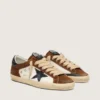 Super-Star para hombre en cuero blanco y gamuza marrón con estrella de cuero negro