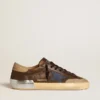 Super-Star para hombre en cuero con estrella de cuero azul y lengüeta del talón de nubuck beige