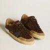 Super-Star para hombre en cuero con estrella de cuero azul y lengüeta del talón de nubuck beige
