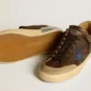 Super-Star para hombre en cuero con estrella de cuero azul y lengüeta del talón de nubuck beige