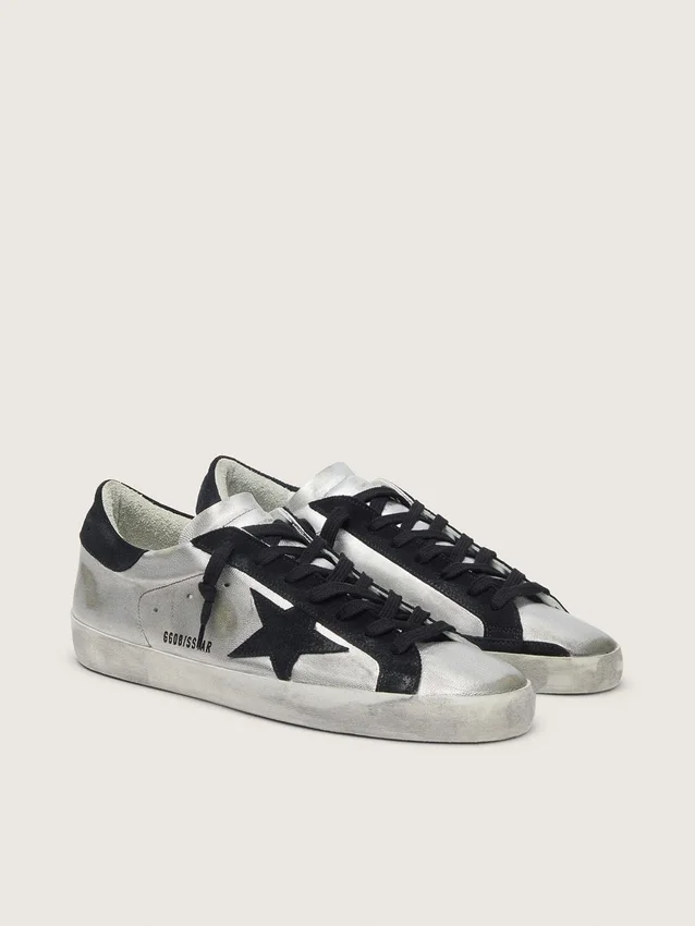 Super-Star para hombre en cuero plateado