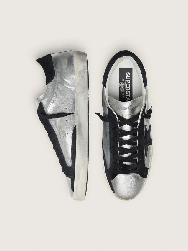 Super-Star para hombre en cuero plateado