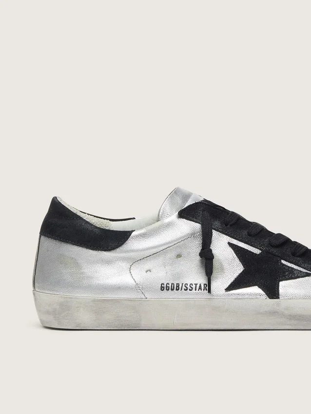 Super-Star para hombre en cuero plateado