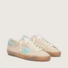 Super-Star para hombre en gamuza beige con estrella verde aguamarina