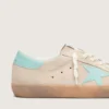 Super-Star para hombre en gamuza beige con estrella verde aguamarina