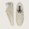 Super-Star para hombre en gamuza gris claro con estrella de cuero blanco