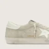 Super-Star para hombre en gamuza gris claro con estrella de cuero blanco
