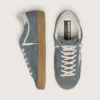 Super-Star para hombre en gamuza gris con estrella de cuero blanco y lengüeta de talón de cuero plateado