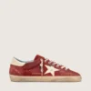 Super-Star para hombre en gamuza roja con estrella de cuero color crema