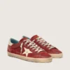 Super-Star para hombre en gamuza roja con estrella de cuero color crema