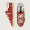 Super-Star para hombre en gamuza roja con estrella de cuero color crema