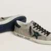 Super-Star para hombre en napa y gamuza con estrella de cuero verde con estampado de cocodrilo