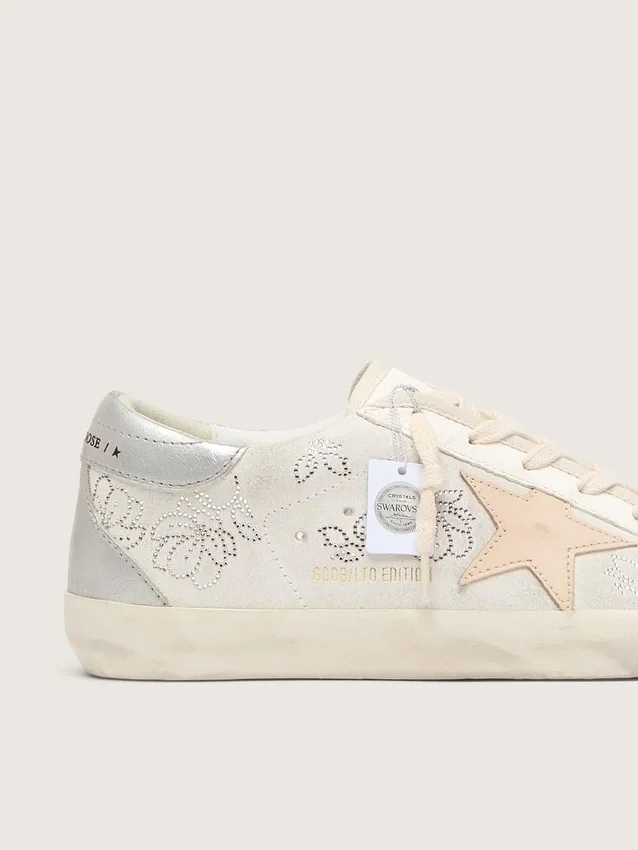 Super-Star para mujer con cristales Swarovski y estrella de cuero gris humo