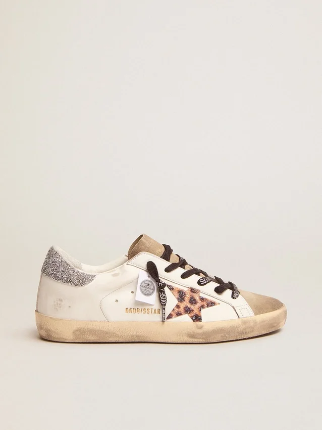 Super-Star para mujer con estampado de leopardo y estrella de cristales Swarovski