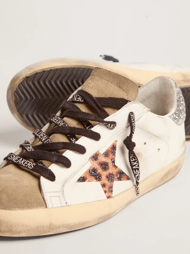 Super-Star para mujer con estampado de leopardo y estrella de cristales Swarovski