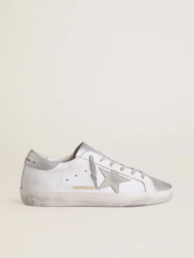 Super-Star para mujer con estrella de gamuza gris e inserciones de purpurina plateada
