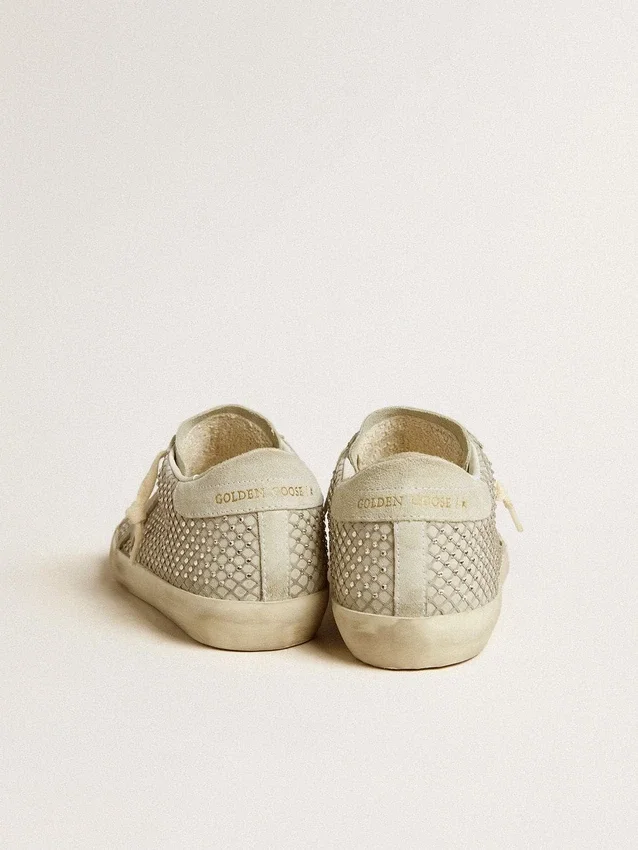 Super-Star para mujer con estrella de gamuza gris y malla de cristales Swarovski