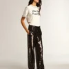 Super-Star para mujer con estrella plateada con purpurina y lengüeta del talón marrón con purpurina