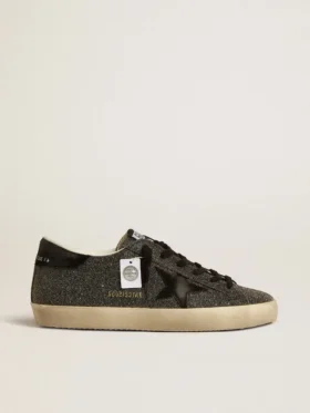 Super-Star para mujer en cristales Swarovski negros con estrella de gamuza negra