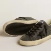 Super-Star para mujer en cristales Swarovski negros con estrella de gamuza negra