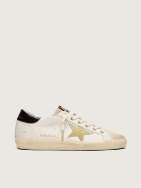 Super-Star para mujer en cuero blanco con estrella dorada de Swarovski