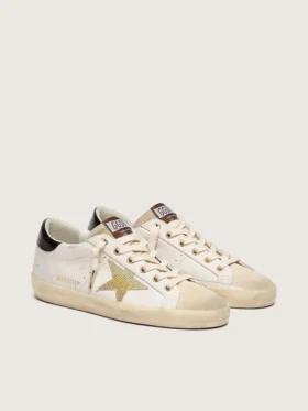 Super-Star para mujer en cuero blanco con estrella dorada de Swarovski