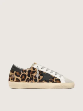 Super-Star para mujer en cuero con estampado de leopardo